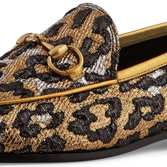 Gucci Jacquard Leopard Print Horsebit~Nappa Silk Jordaan Ladies Loafers~SZ 38~ - Picture 6 of 6